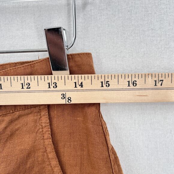 ENZA COSTA Linen High Waisted Short Womens Medium Brown Lightweight Quiet Luxury - Picture 15 of 16